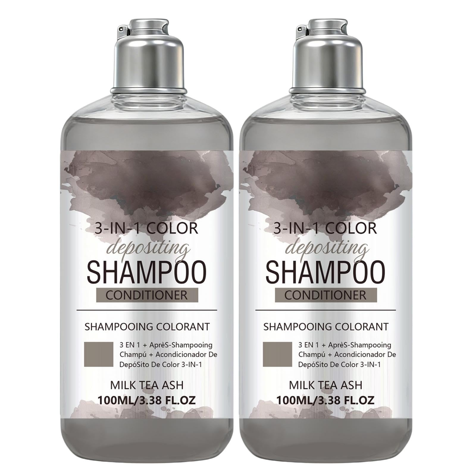 Milk Tea Ash Hair Dye Shampoo,Hair Color Shampoo,3 In 1 Hair Dye Shampoo