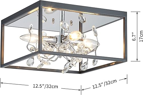 Miniatura 3 de AGV LIGHTING CL044C Lámpara de techo de cristal, luz empotrada moderna, perfecta para espacios de vida, 12.5 pulgadas de profundidad x 8 pulgadas de