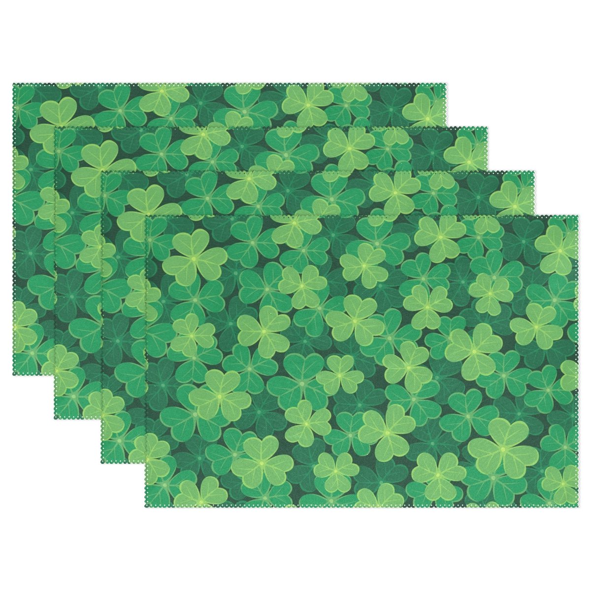 WOZO Clover St Patrick's Day Placemat Table Mat 12" x 18" Polyester Table Place Mat for Kitchen Dining Room Set of 6 for Kids