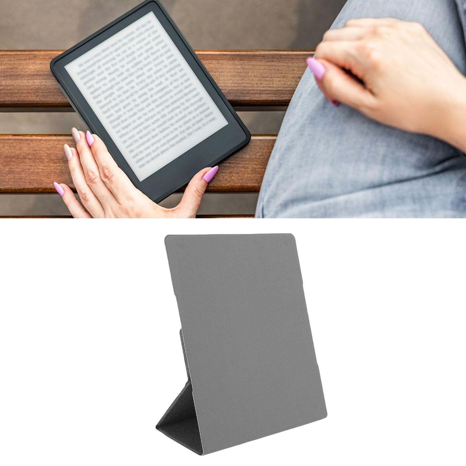 Generic Kindle Scribe Lettore di Libri Elettronici da 10,2 Pollici Custodia in Pelle con Supporto per Scrivania da Viaggio Senza Mani, Protezione con Chiusura Magnetica (GREY)