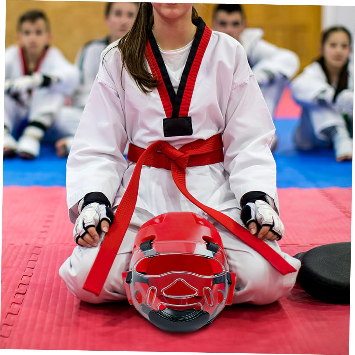 Maschera Protettiva per Viso in Plastica Rinforzata 2 Pezzi Protezione Facciale Staccabile Portatile Taekwondo per Allenamento e Sparring