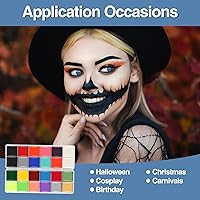 Vista 5 de Face Painting Kit For Adult Party,22 Colors Face Paint Kit Includes Paint Tray,Sponges,Brushes and Stencils,Professional Face Painting Kit Non Toxic