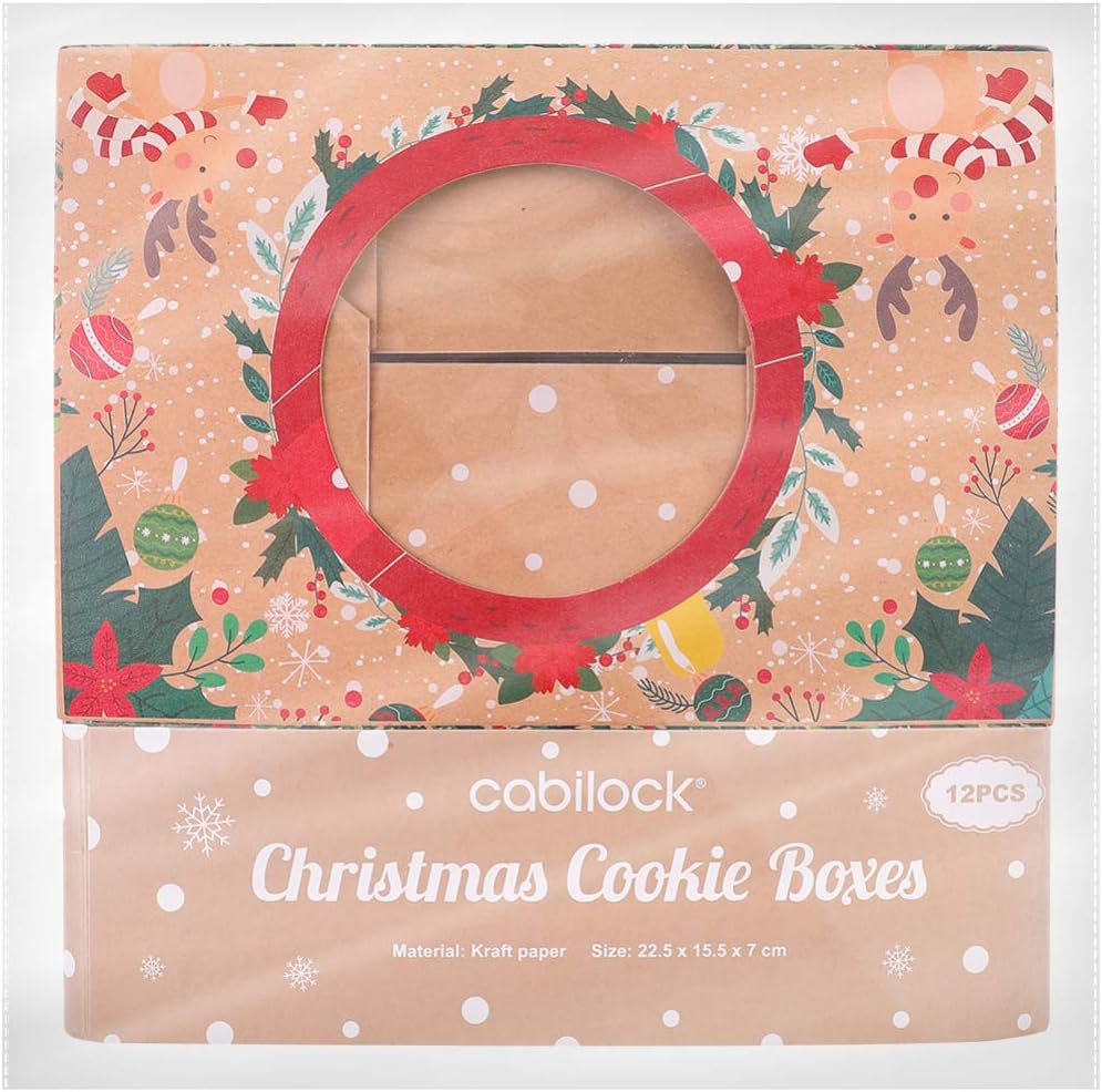 Hоttеѕt Sаlеѕ 12pcs Christmas Cookie Boxes Large Holiday Bakery Food Container Candy Boxes Gift Boxes Storage Holders for Xmas Party Christmas Festival