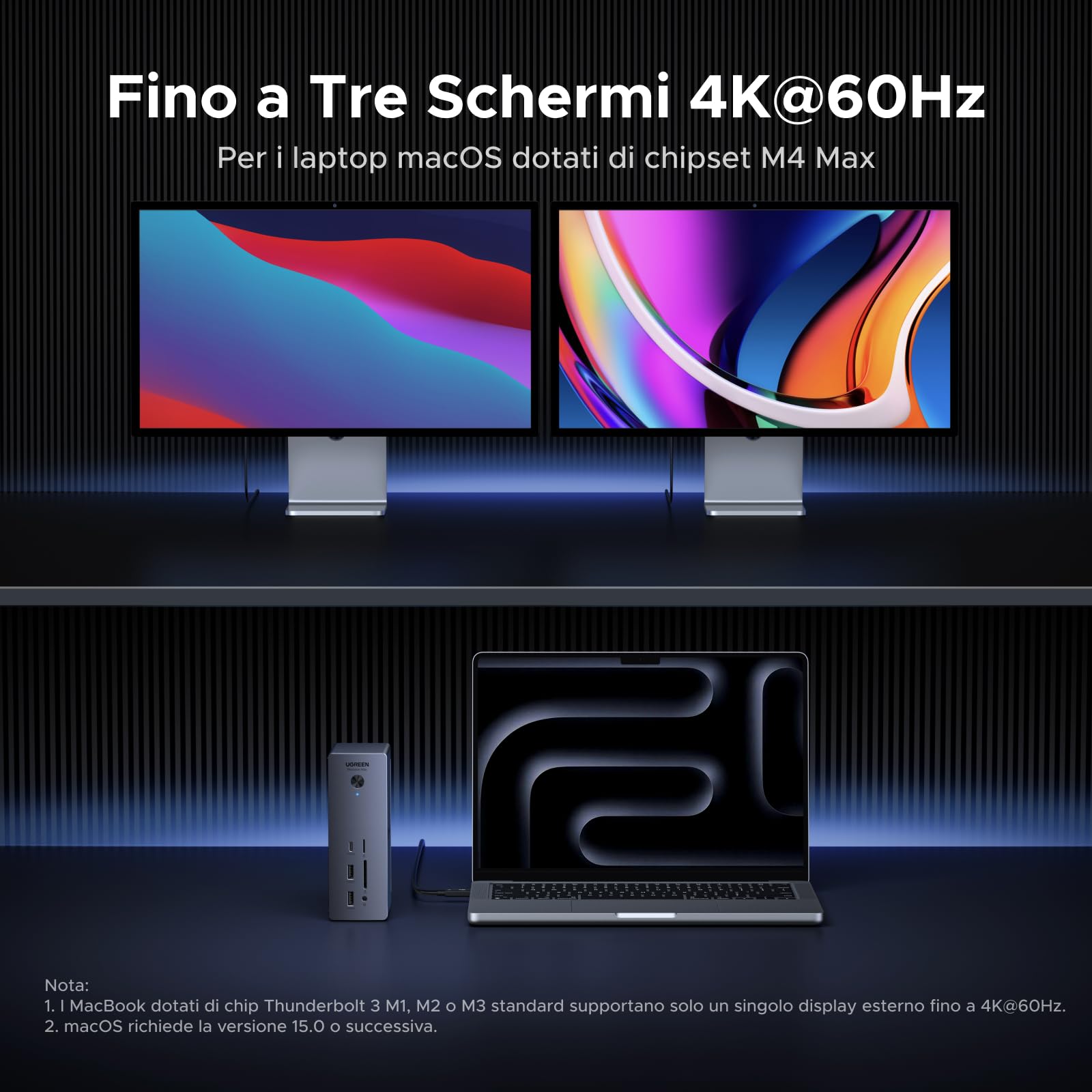 UGREEN Revodok Max 2131 Docking Station Thunderbolt 5 120Gbps Trasferimento Ultra Veloce Dock Hub 13 in 1 con 4 TBT5 Multi USB 3.2 RJ45 2.5GbE Lettore di Schede SD TF 4.0 Jack 3.5mm Carica 140W Max
