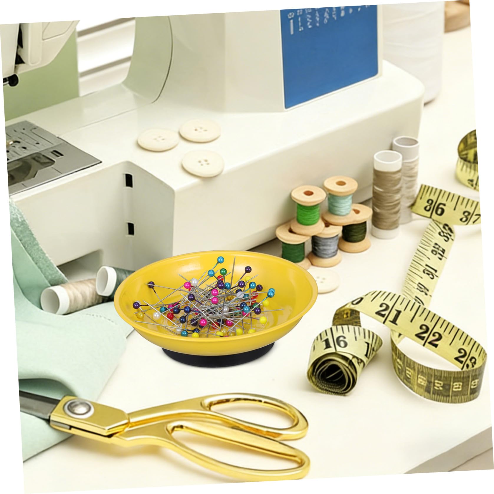 2 Piezas Organizador Magnético para Agujas de Coser Cuenco Soporte para Alfileres y Agujas de Patchwork Azul y