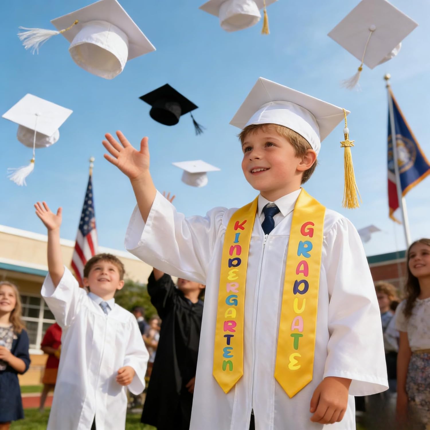 LMYOVE Kindergarten Graduation Cap and Gown Set Preschool Graduation Gown Cap