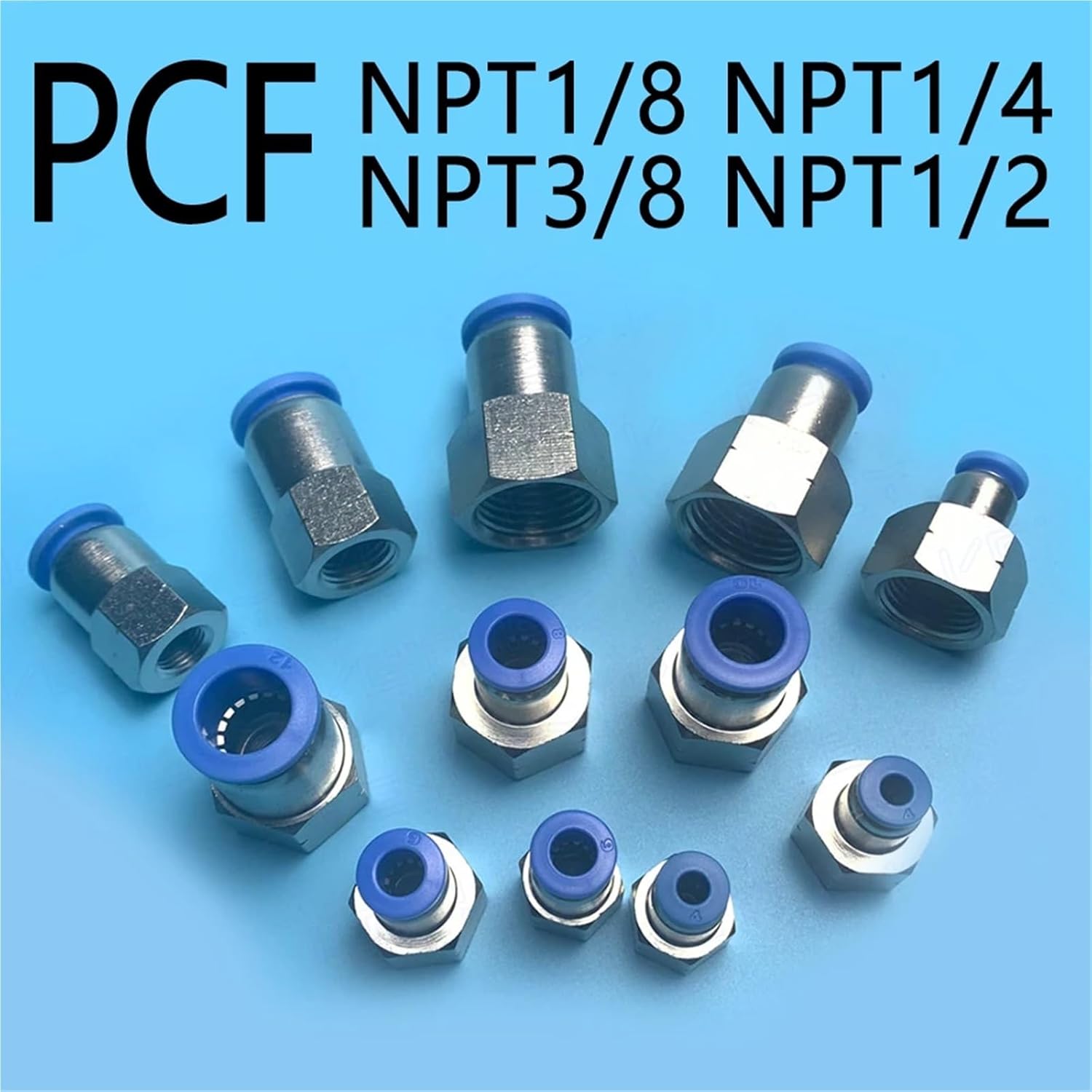 1pcs PCF Pneumatic Quick Connector NPT Internal Thread N1/8 N1/4 N3/8 N1/2 PU Hose Air Pipe 4 6 8 10 12mm 6-NPT1/4(PCF10-N03(NPT3l8))