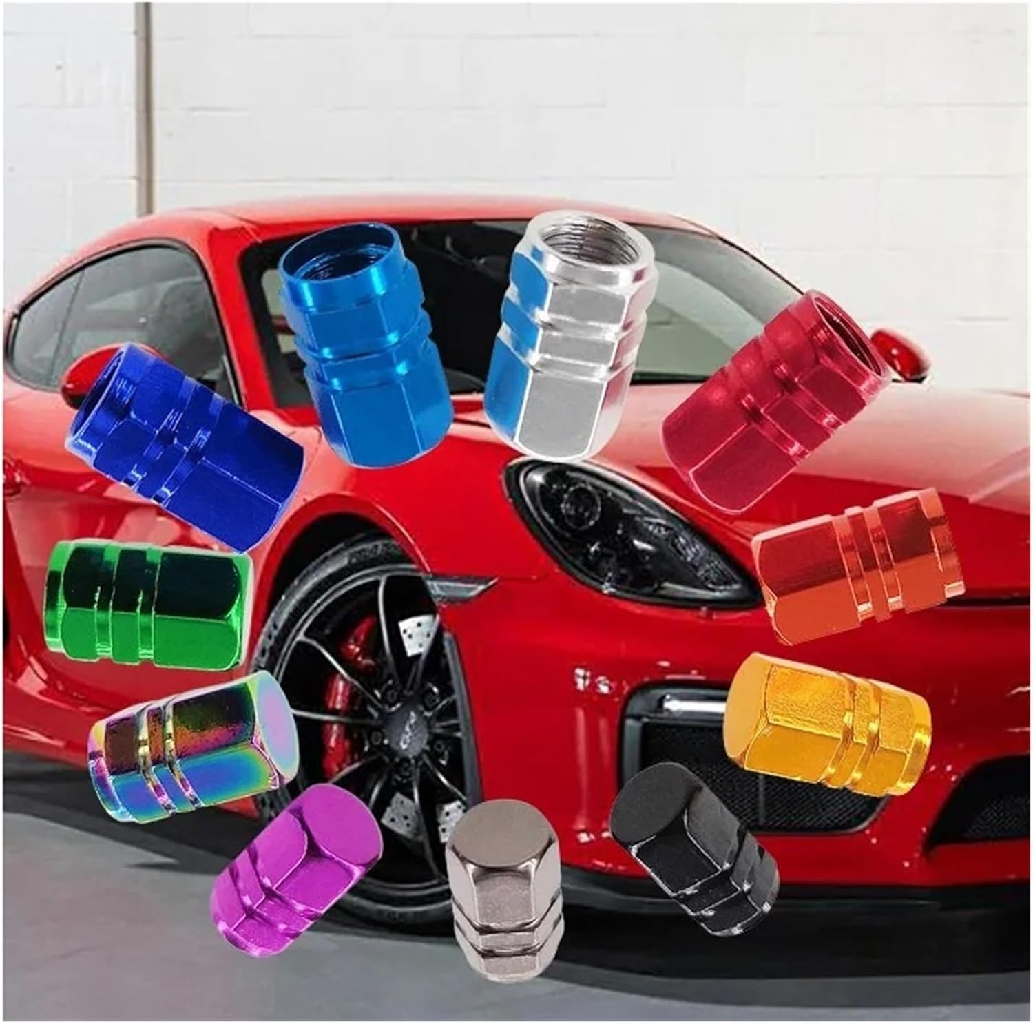 40 Hexagonal Alloy car tire Valve caps, Aluminum tire Valve stem Covers, air dust caps, tire valves, Truck Bicycle Wheel Rim Valve stem Covers(Dark Blue)