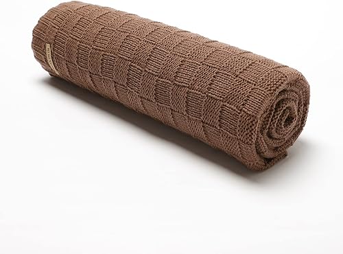 Miniatura 5 de LAWKUL Mantas de bebé de punto con cable, manta suave y aireada para recién nacidos, bebés, envoltura neutral marrón para cuna y cochecito de 40"x30"