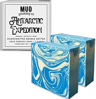 Mud Grooming Co Soap | Antarctic Expedition | 2- Pack Fresh Scented Handcrafted Soap Bars | Double Butter Formula | Ultra Gentle Handmade Soap Bar for Men | Vegan & Cruelty Free | Gentle for Sensitive Skin | Double Butter Soap with Shea and Cocoa | Cold Processed Handcrafted Soap | Manly Strong Fresh Cool Scent Moisturizing Soap with Kaolin Clay | Handmade in Canada