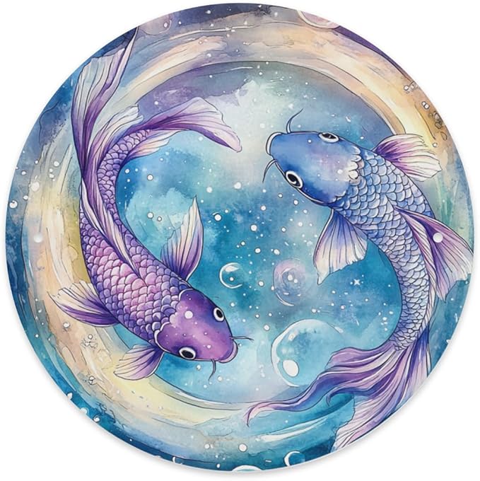 Cafemira Retro Metal sign,Pisces zodiac,Tin signs wall art home decor,Round plaque poster Decorative,for bar,living room,cafe,club,man cave,Indoor,Outdoor,easy to hang,8x8 inch