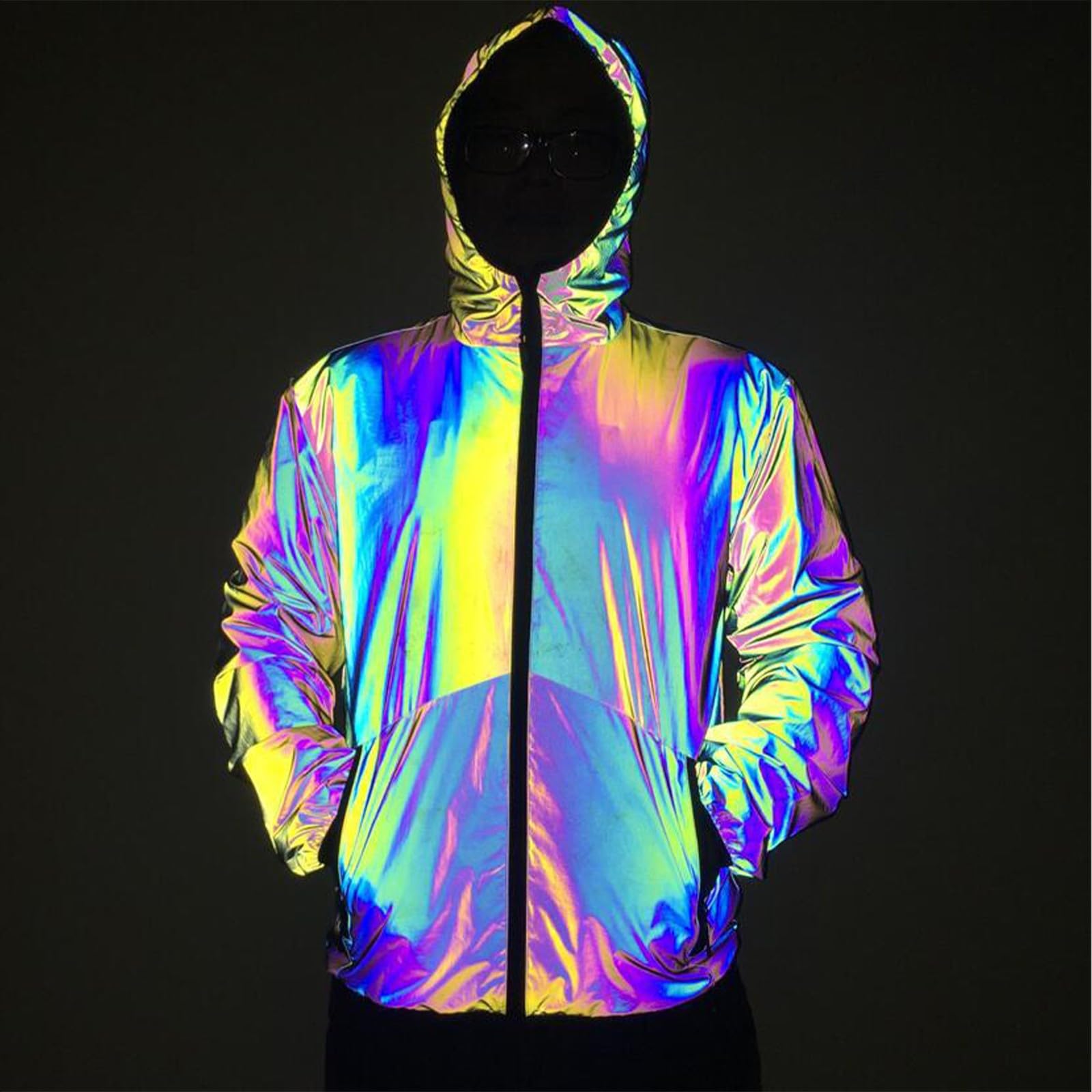 Chaqueta reflectante de alta visibilidad para ropa de exterior cálida de talla grande con bolsillos para