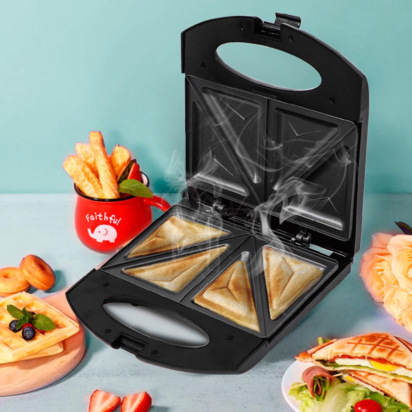Sandwichera Eléctrica Parrilla Eléctrica de Interior con Placas de Cocción
