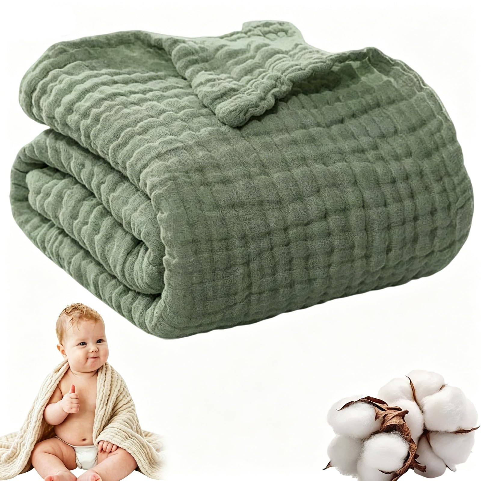 Coperta in 100% mussola di cotone, morbida e traspirante, morbida, leggera, fresca estiva, per letto e divano (N, 230 x 280 cm)