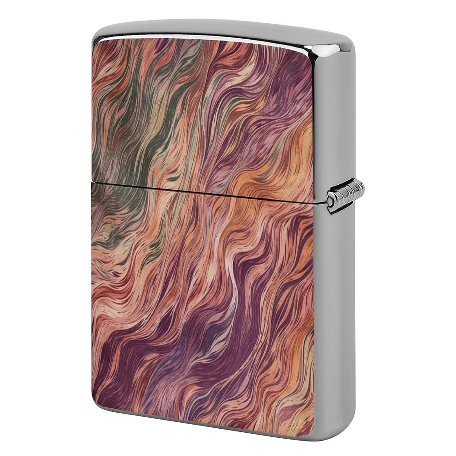 Fekiloot Style Orange Wave Print Lighter Case Cover Metal Lighter Case