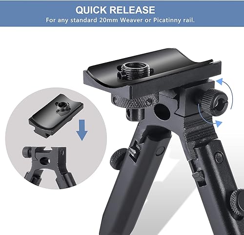 Vista 31 de Bípode de rifle, bípode ligero plegable universal para caza y tiro