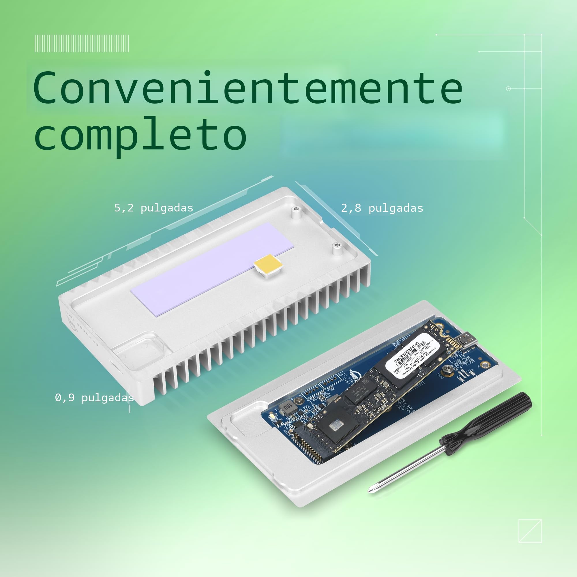 OWC Express 1M2 NVMe Thunderbolt (USB-C) SSD USB4 Ultra Fast External SSD Drive con Carcasa de disipador de Calor de Aluminio (Solo Caja)