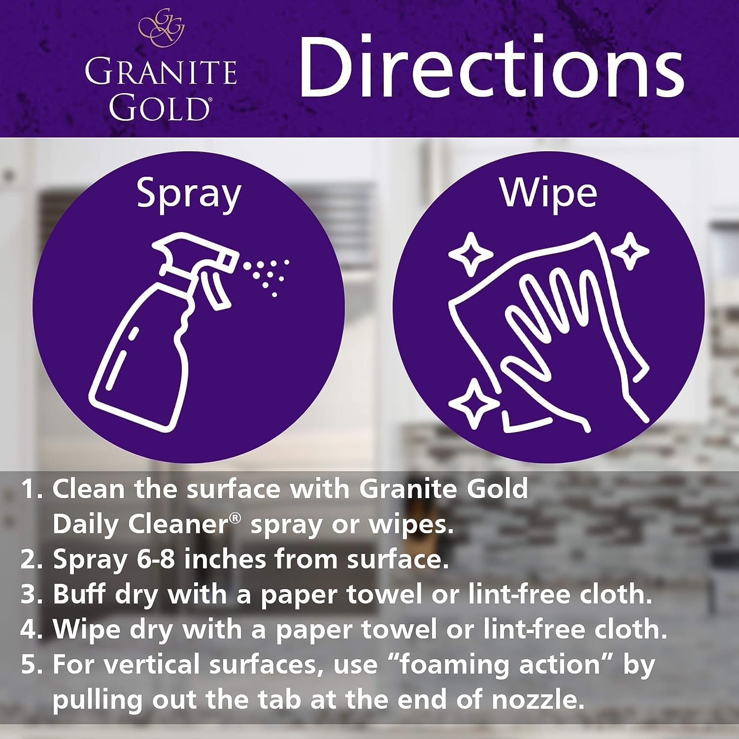 Granite Gold Polish Spray, Streak-Free Shine for Granite, Quartz, Marble, Travertine, Natural Stone Countertops, 64 Fluid Ounces and 24 Fluid Ounces