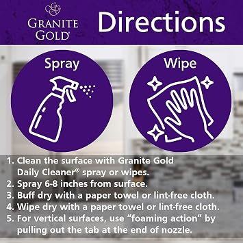 Granite Gold Polish Spray, Streak-Free Shine for Granite, Quartz, Marble, Travertine, Natural Stone Countertops, 64 Fluid Ounces and 24 Fluid Ounces