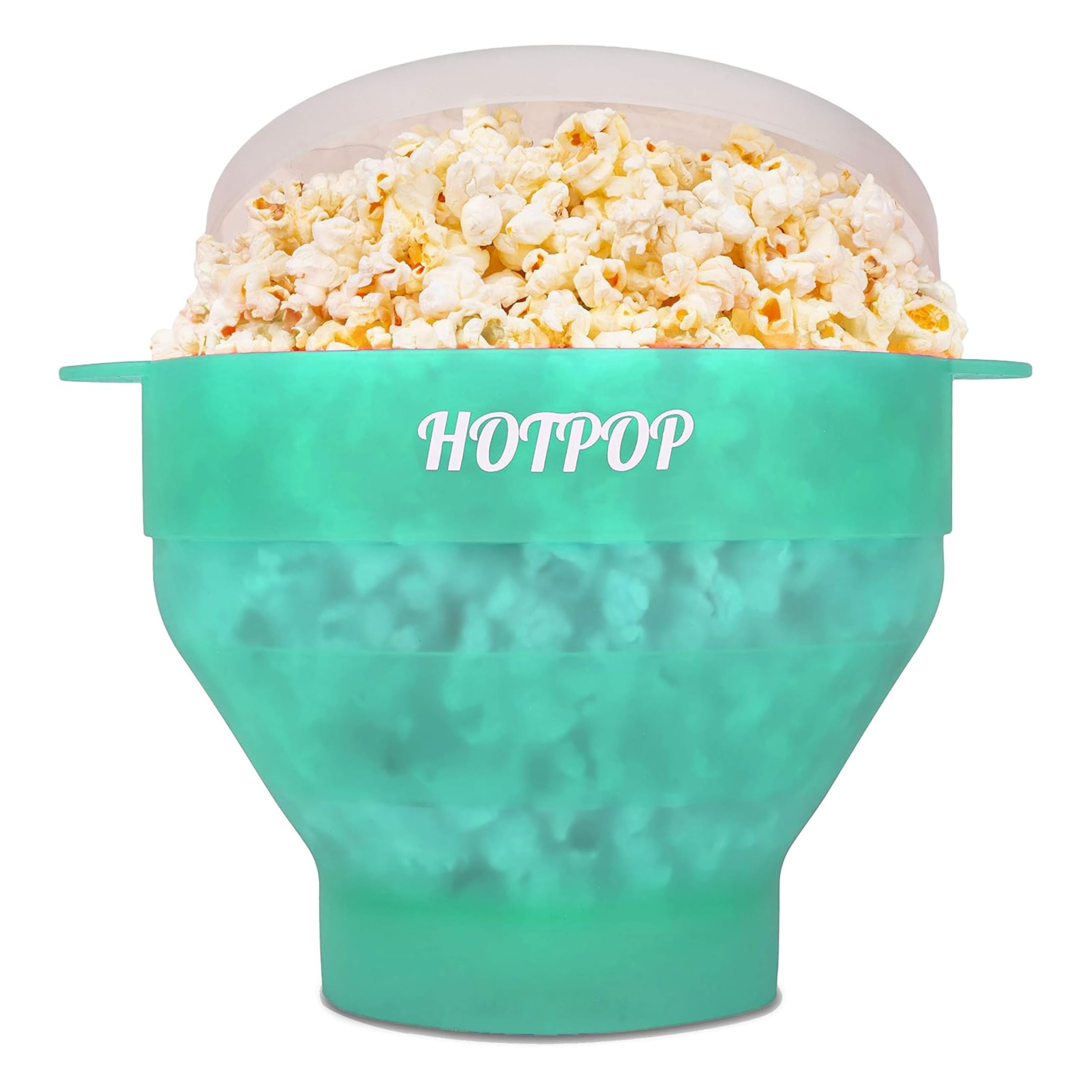 The Original Hotpop Microwave Popcorn Popper, Silicone Popcorn Maker, Collapsible Bowl BPA-Free and Dishwasher Safe- 20 Colors Available (Transparent Aqua)