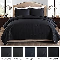 Vista 6 de JML - Juego de colcha reversible de microfibra suave y ligera, repujado, color sólido, para todas las estaciones