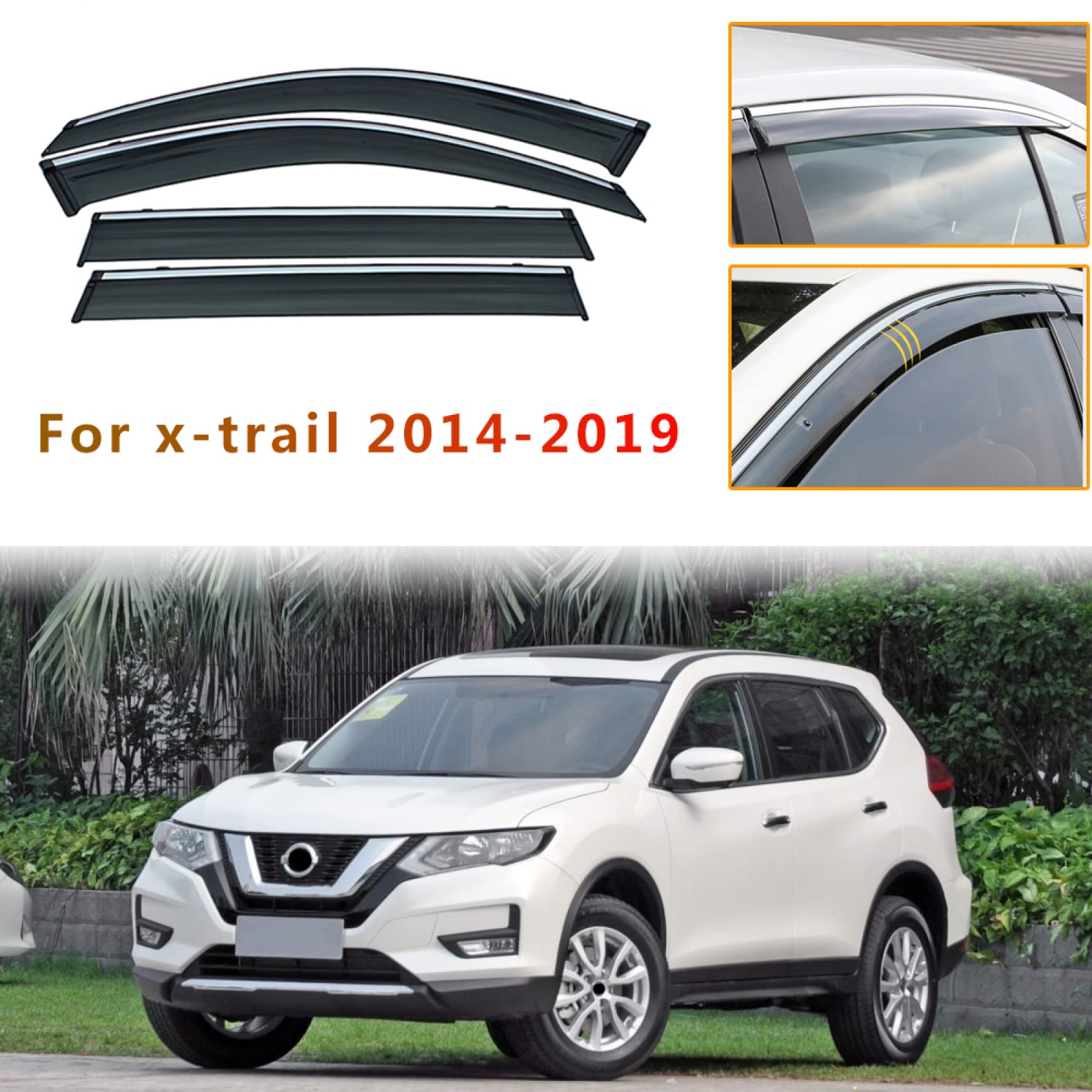 per Nissan X Trail T32 2014 2015 2016 2017 2018, 4 Pezzi Car Styling Fumo Finestra Parasole Parapioggia Deflettore Guard