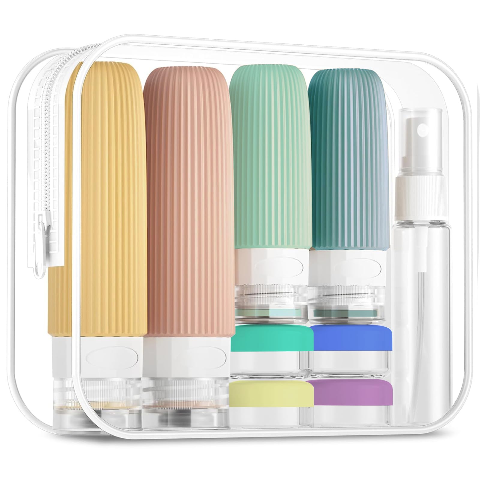 16 Pack Travel Bottles for Toiletries Set, TSA Approved Leak Proof Silicone Travel Bottles for Toiletries, Refillable Travel Bottle for Conditioner and Shampoo Lotion & Body Wash Accessories