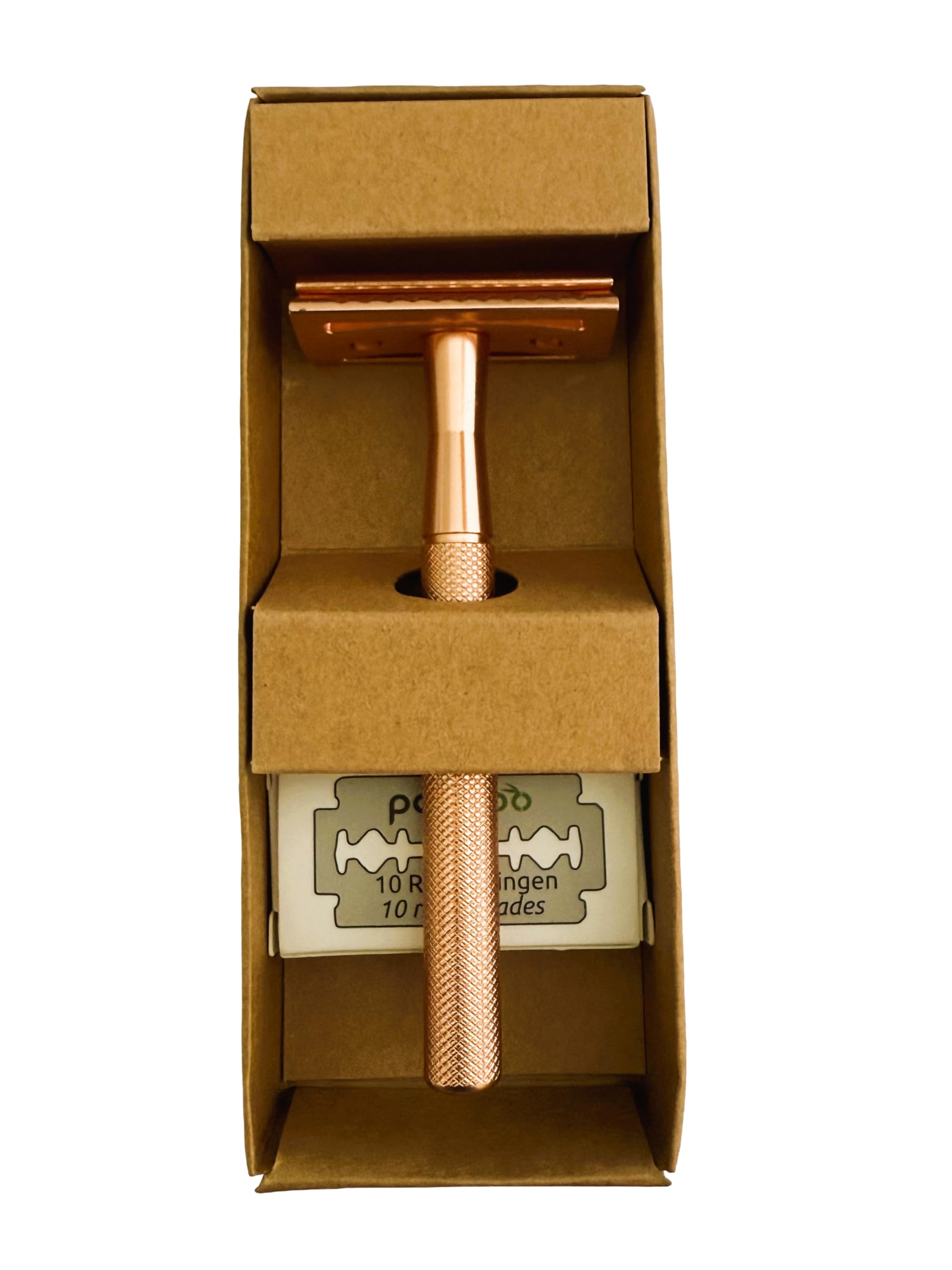 Maquinilla de afeitar de metal negro y oro rosa, maquinilla de afeitar clásica de seguridad para hombre y mujer, sostenible, sin plástico y respetuosa con la piel, afeitado en húmedo con cuchillas