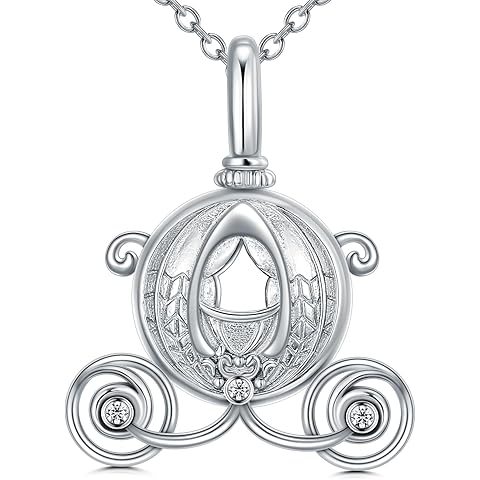 Diamond Pumpkin Carriage Necklace 925 Sterling Silver Pumpkin Carriage Halloween Pe...