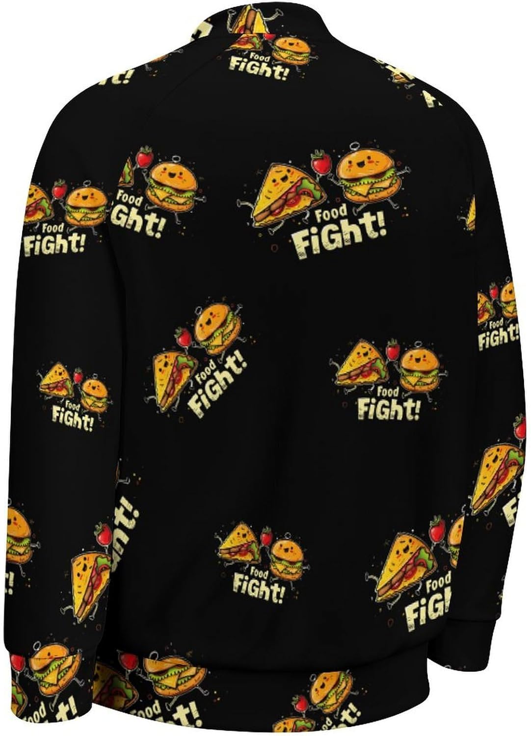 Food Fight Novelty Men's Baseball Jackets Causal Sweatshirt Button Top Long Sleeve Coat