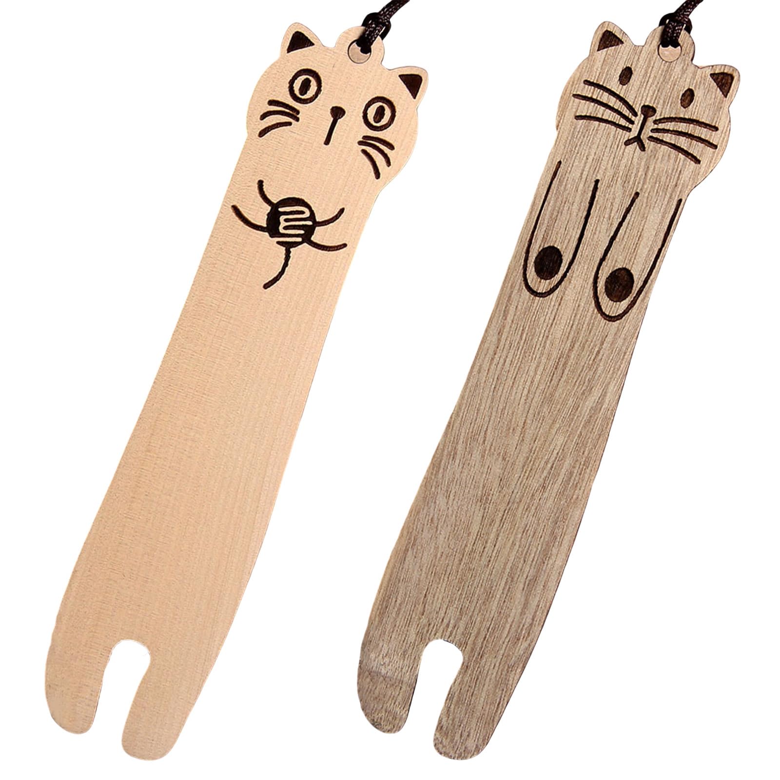 Amazon | 1ペア 猫 しおり 木製 しおり 猫 ページマーカー カービング