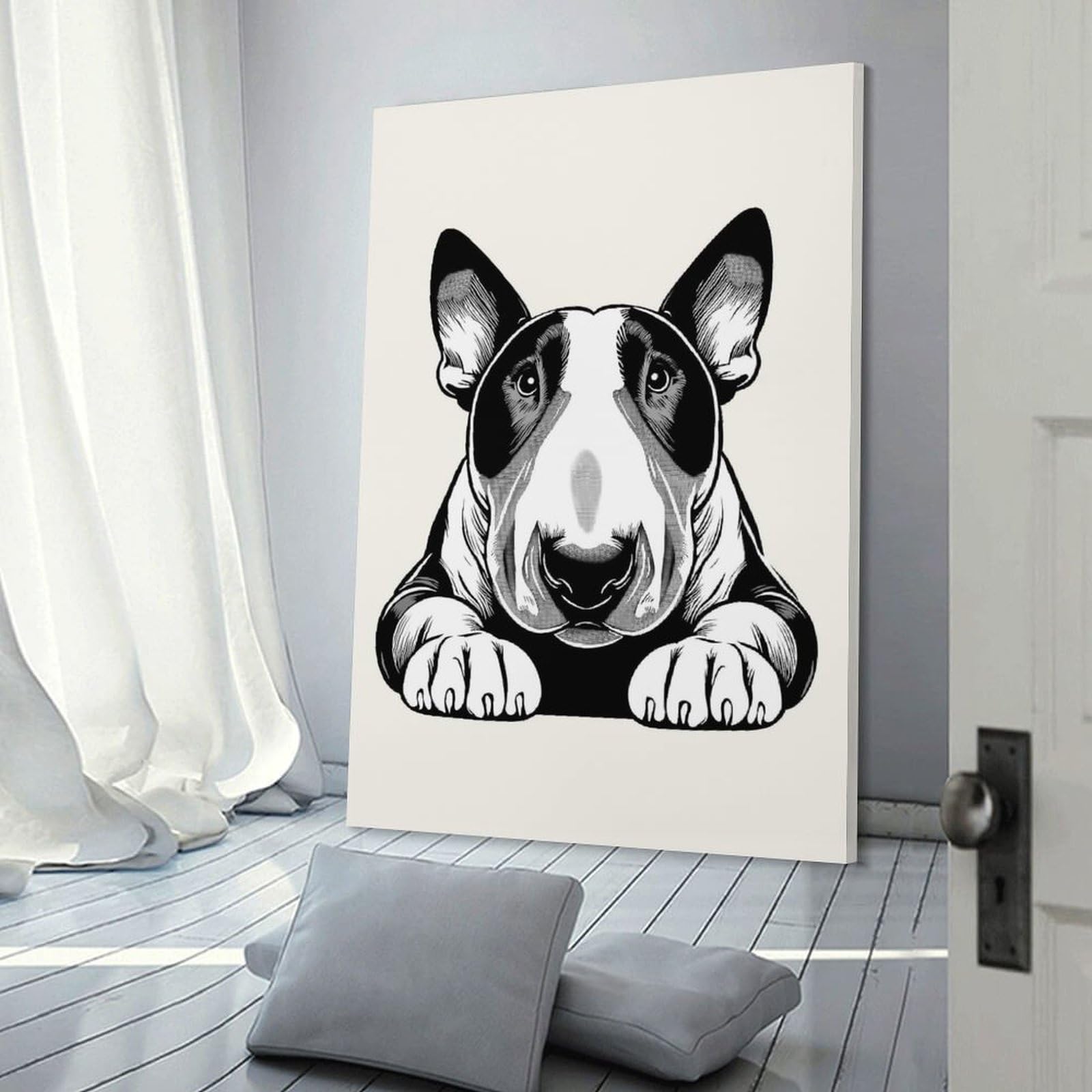 Junmoney Decorative Canvas Print Bull Terrier(3), 20x30inch(50x75cm), for Office, Study Or Home Workspace, Decorative Artwork for Productive Spaces