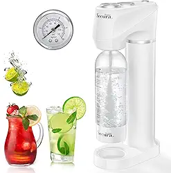 Máquina de água com gás | Tecnologia exclusiva de medidor de pressão | Carbonatação rápida e personalizada para qualquer bebida, com garrafa PET livre de BPA, cilindro de troca de CO2 de