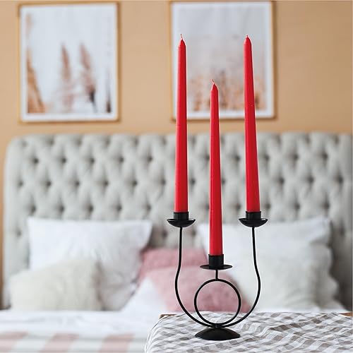 Miniatura 7 de Paquete de 4 velas cónicas de 10 pulgadas, sin goteo y sin humo, para interior del hogar, sin perfume, color rojo ardiente de 8 horas para el hogar