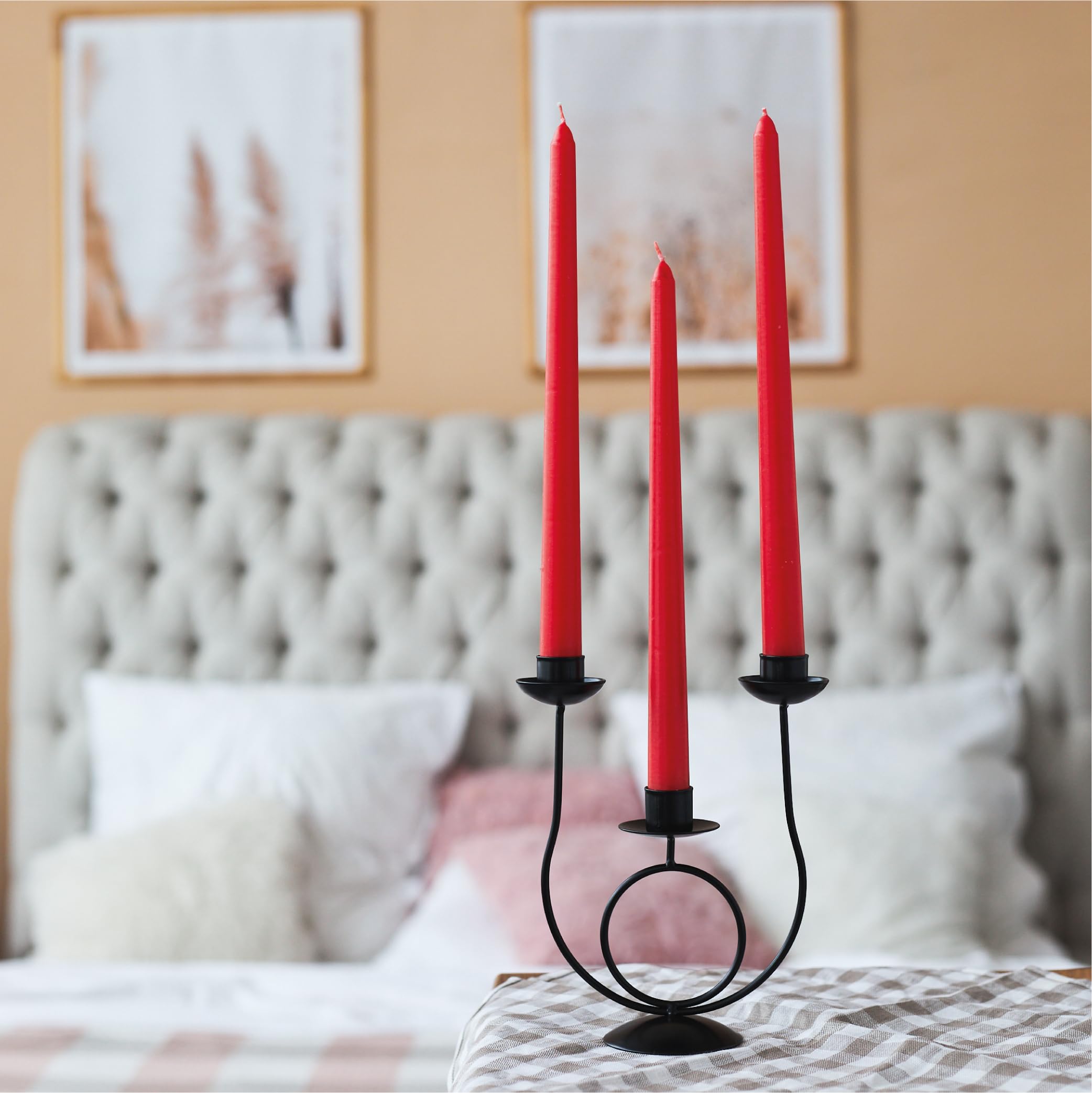 Candele coniche da 25,4 cm, confezione da 4 – Candele a lunga combustione senza gocciolamento e senza fumo – Candele affusolate per casa – Candele rosse brucianti 8 ore