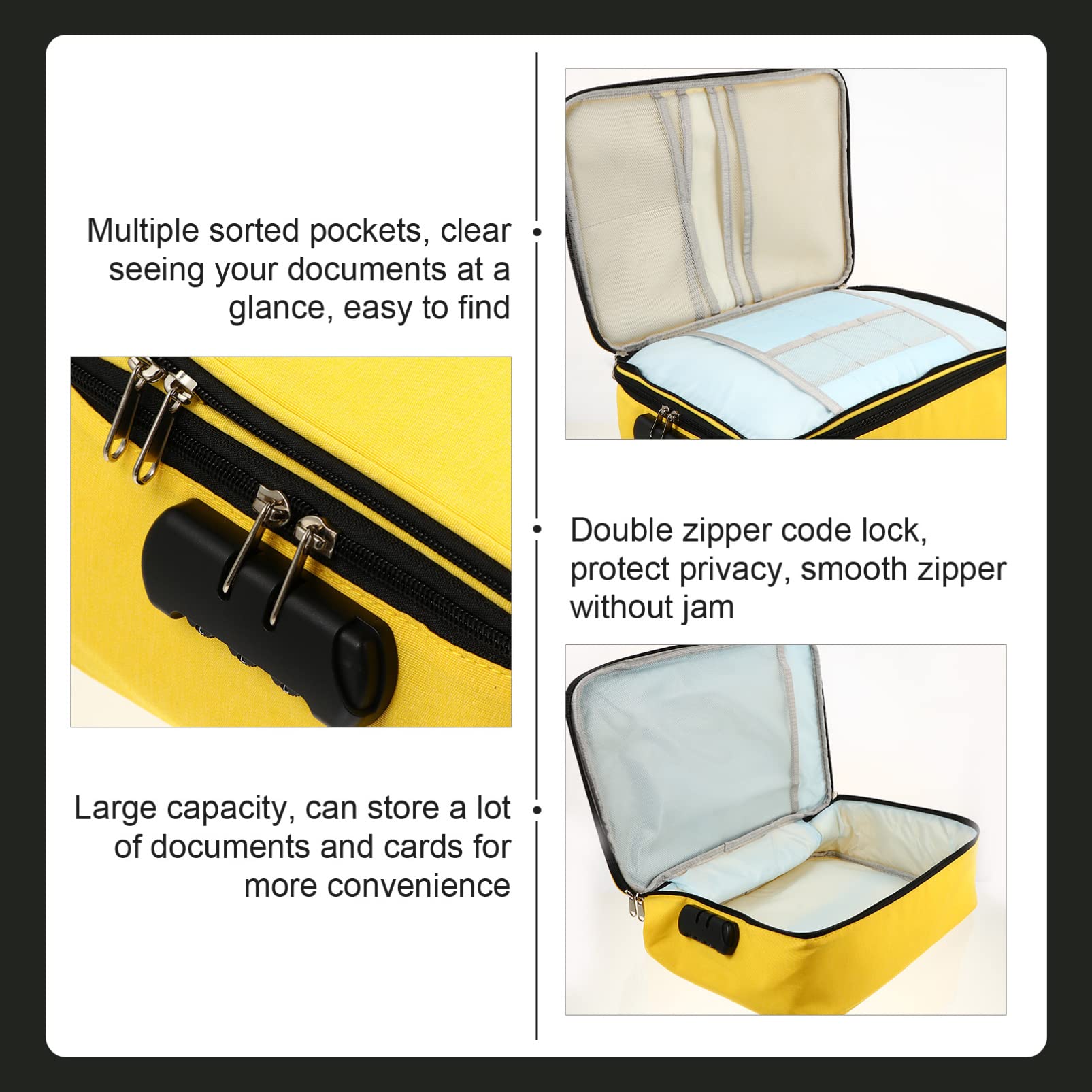FRCOLOR 1 Pezzo Pouch Multifunzionale con Serratura Capacità per Documenti e Card Pratica e Resistente per Varie e Semplificare La