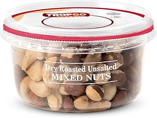 Tropgo Dry Roasted Unsalted Mixed Nuts 190g - Nuts in Resealable and Recyclable Tub - Wholesome Trail Mix with Fibre, Protein, and Essential Minerals - Healthy Snacks for All Ages