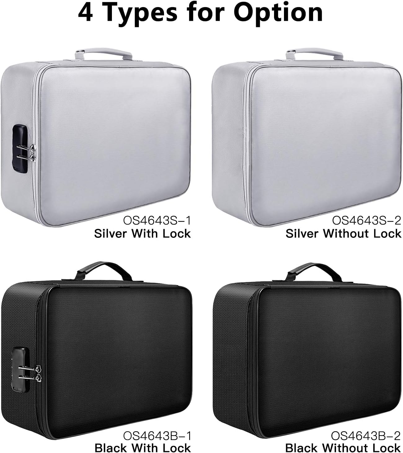 Fireproof Document Bag with Zipper Closure Fire & Water Resistant Money Bag Storage Pouch Organizer Case Travel Safe Bag for Documents Files Money Cards Passport Valuables