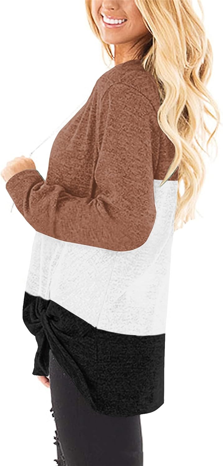 SAMPEEL Women's Tunic Tops Twist Knot Casual Pullover Shirts 001- Black/Green/Grey Small