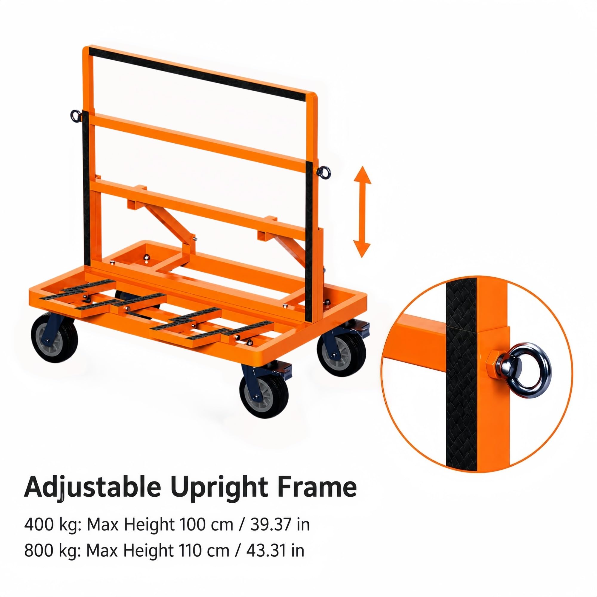 Erweiterbarer Paneelwagen Mit Seitlich Klappbarer Erweiterung Auf Rädern | Verstellbarer Ständerrahmen For Glasscheiben Und Steinplatten(8 inches,400kg/880lb)