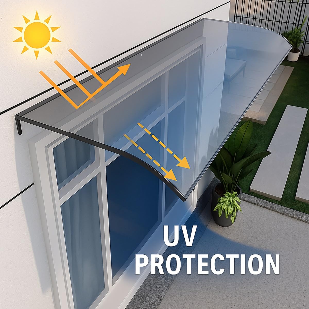C Zadaszenie na drzwi zewnętrzne - ochrona przed promieniowaniem UV i deszczem do drzwi wejściowych, patio, rozmiary: 101-254 cm, idealny do schronienia przed owadami i słońcem (89 cm x 44 cm)