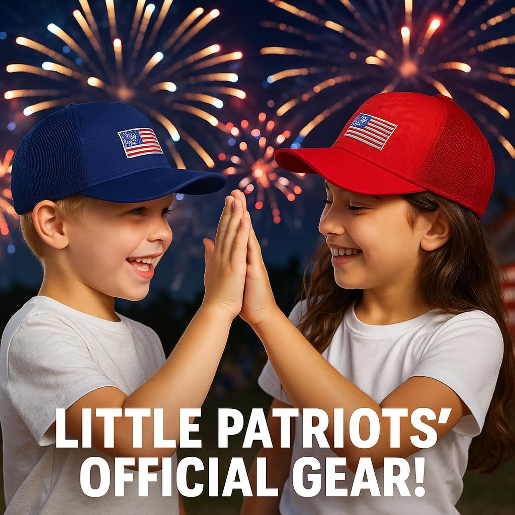 BUTITNOW Boys American Flag Trucker Hat - Adjustable Snapback Baseball Cap for Kids - Breathable Mesh Back (3-14 Years) - Image 4