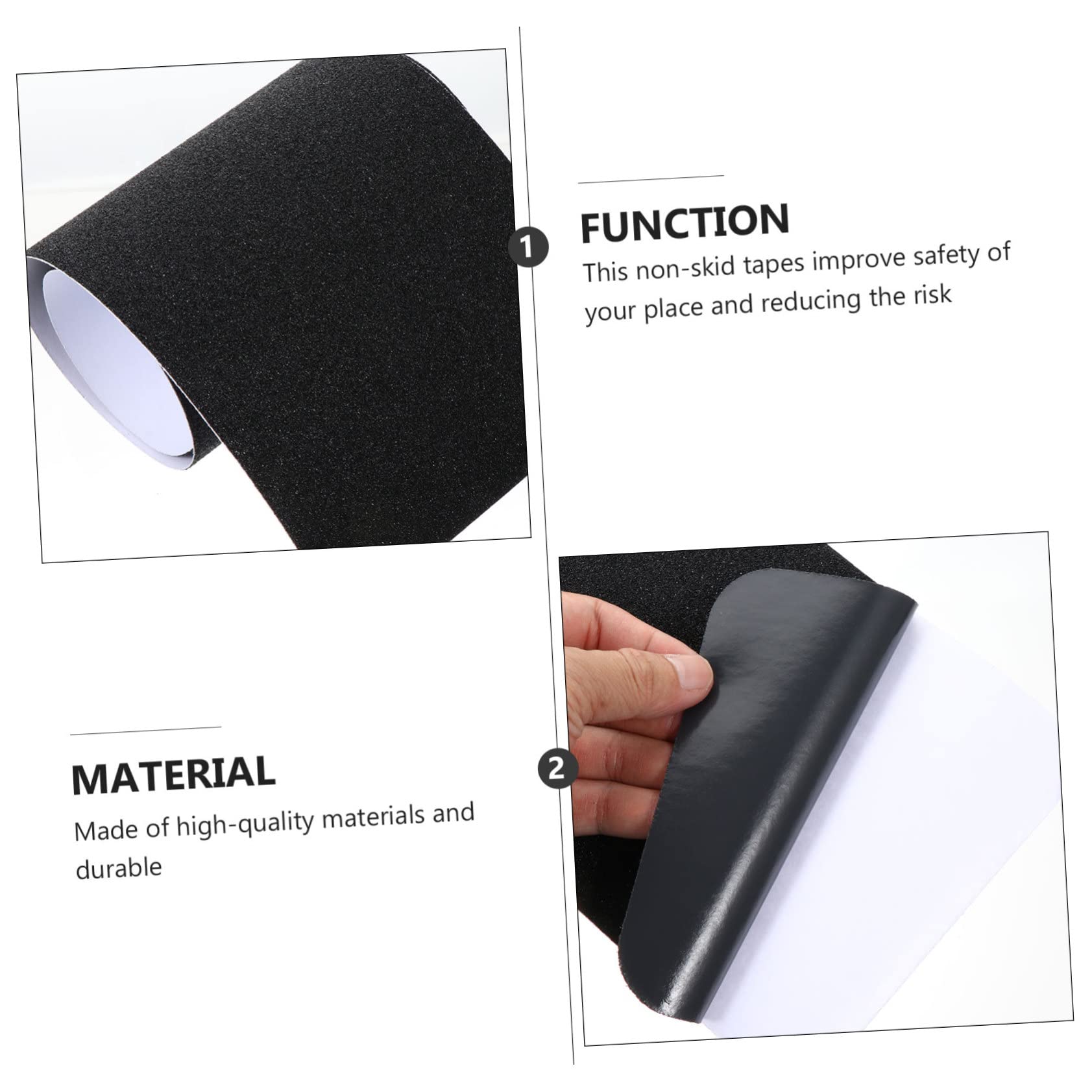 Nastro Antiscivolo in Pvc Nero, 4 Pezzi per Gradini | Scale Interne ed Esterne, Adatto a Adulti e Animali, Superficie Opaca Resistente