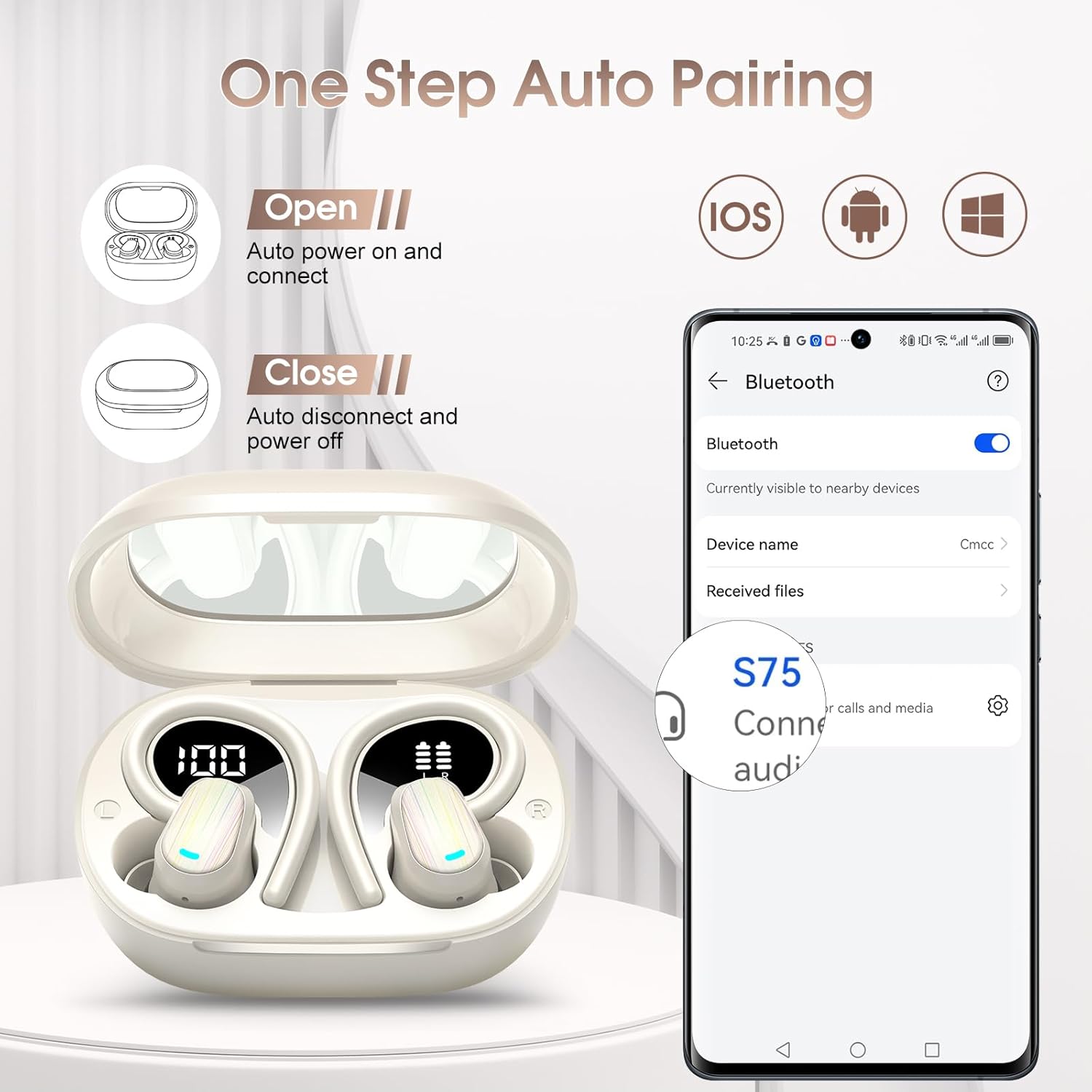 OYIB AI Language Translation Earbuds Real Time, 3-in-1 Translator Earbuds with 6 Translation Modes/164 Language, 50H Bluetooth 5.4 Headphones Translating Device for Travel/Business//Leaning, White - Image 7