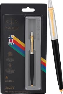 parker Parker Jotter Standard Ball Pen Trim Brand: Parker | Writing instrument form: Ballpoint Pen | Colour: black | Ink colour: Blue | Age range (description): Adult | Material: Stainless Steel