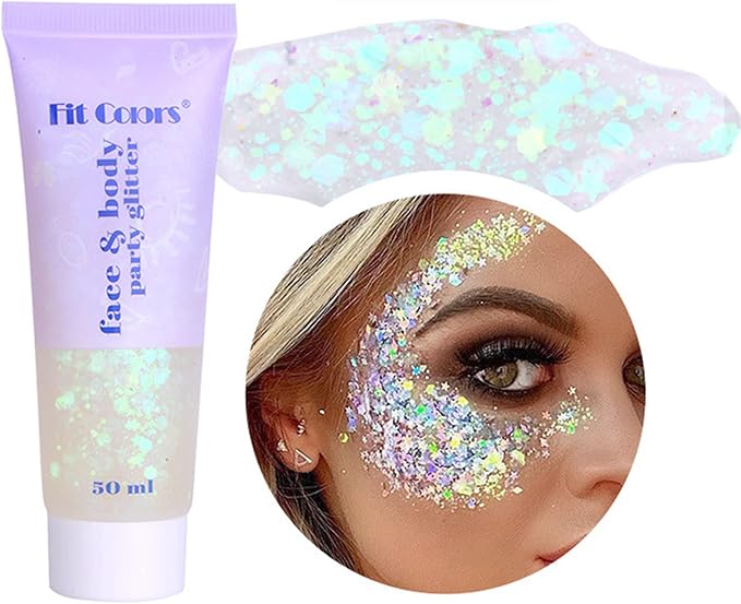 Body Face Glitter Gel, 50ml Mermaid Sequins Sparkling Chunky Body