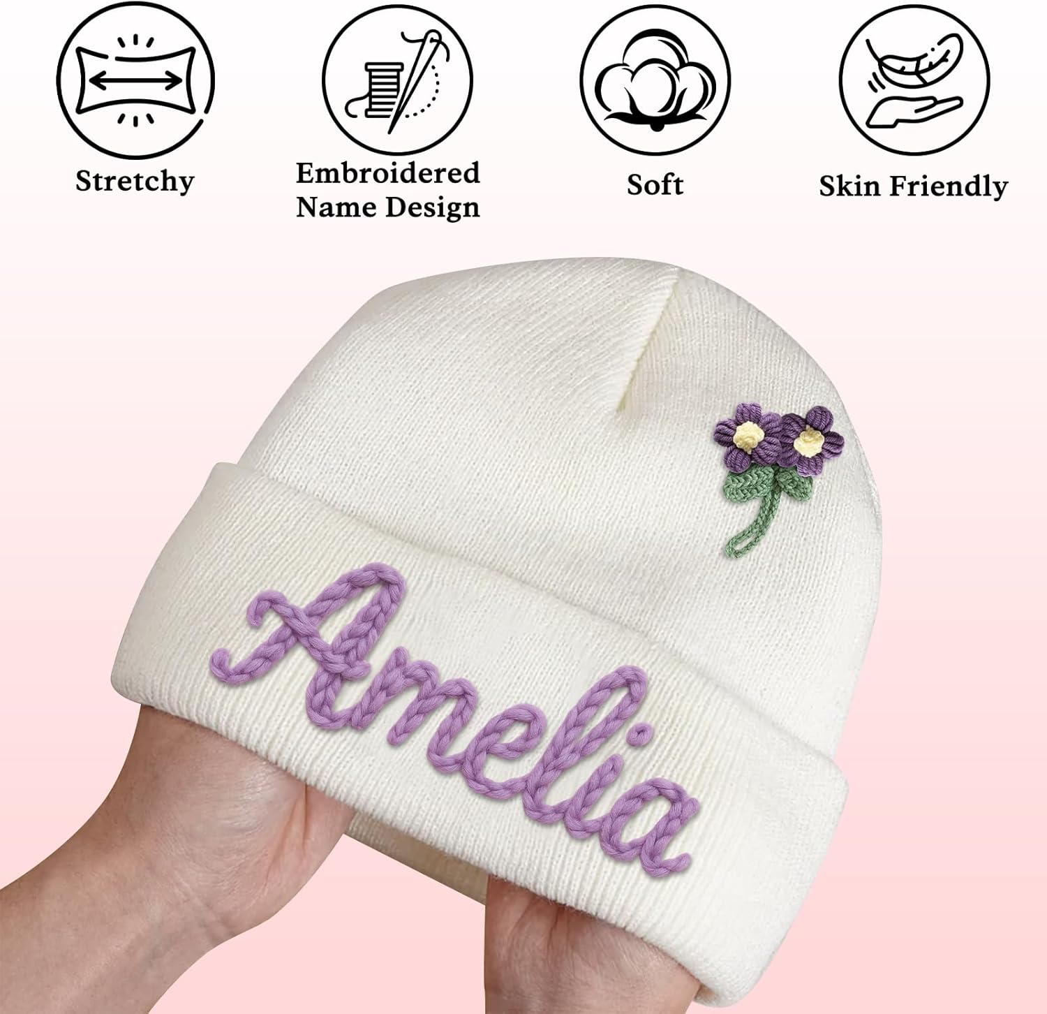 Custom Baby Beanie Hats for Girls Boys Personalized Gift Toddlers Beanies Infants Adults Embroidery Winter Knit Hat - Image 5