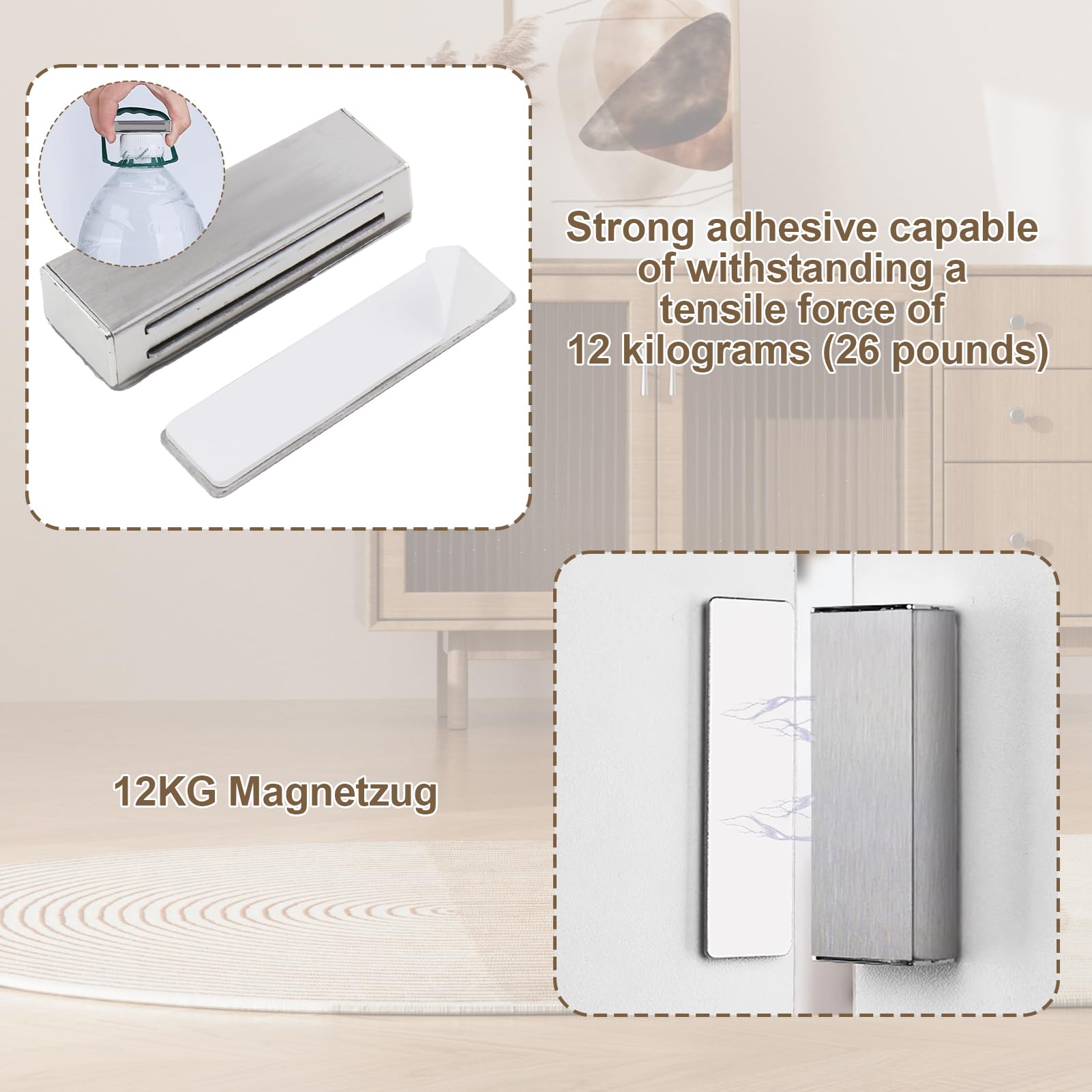 Calamita Porta, Set Di 2 Pezzi, Chiusura Magnetica In Acciaio Inox