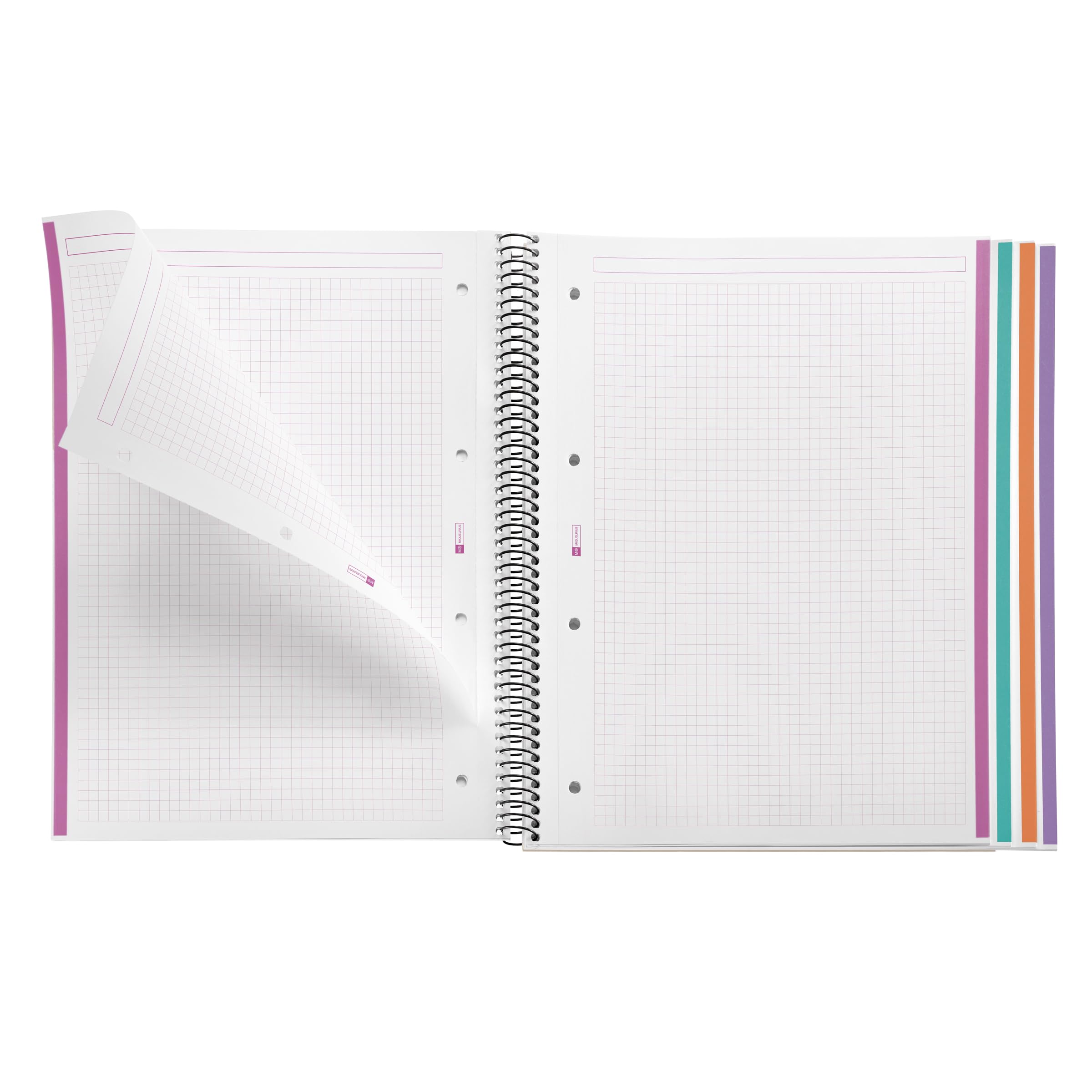Miquelrius, Notebook A4 (210 x 297 mm), 100 squared sheets of 70 g/m², rigid cardboard cover, 4 colour bands, spiral, 4 holes - Image 3
