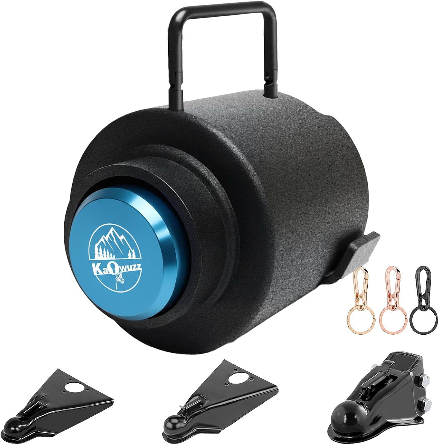 Trailer Lock, Heavy Duty Trailer Ball Lock Fits 2 5/16-Inch Couplers, Anti-Theft, Anti-Smashing, Secures Safety Chains, Solid Steel Towing Hitch Accessories for RV, Cargo, Boat (with Handle)